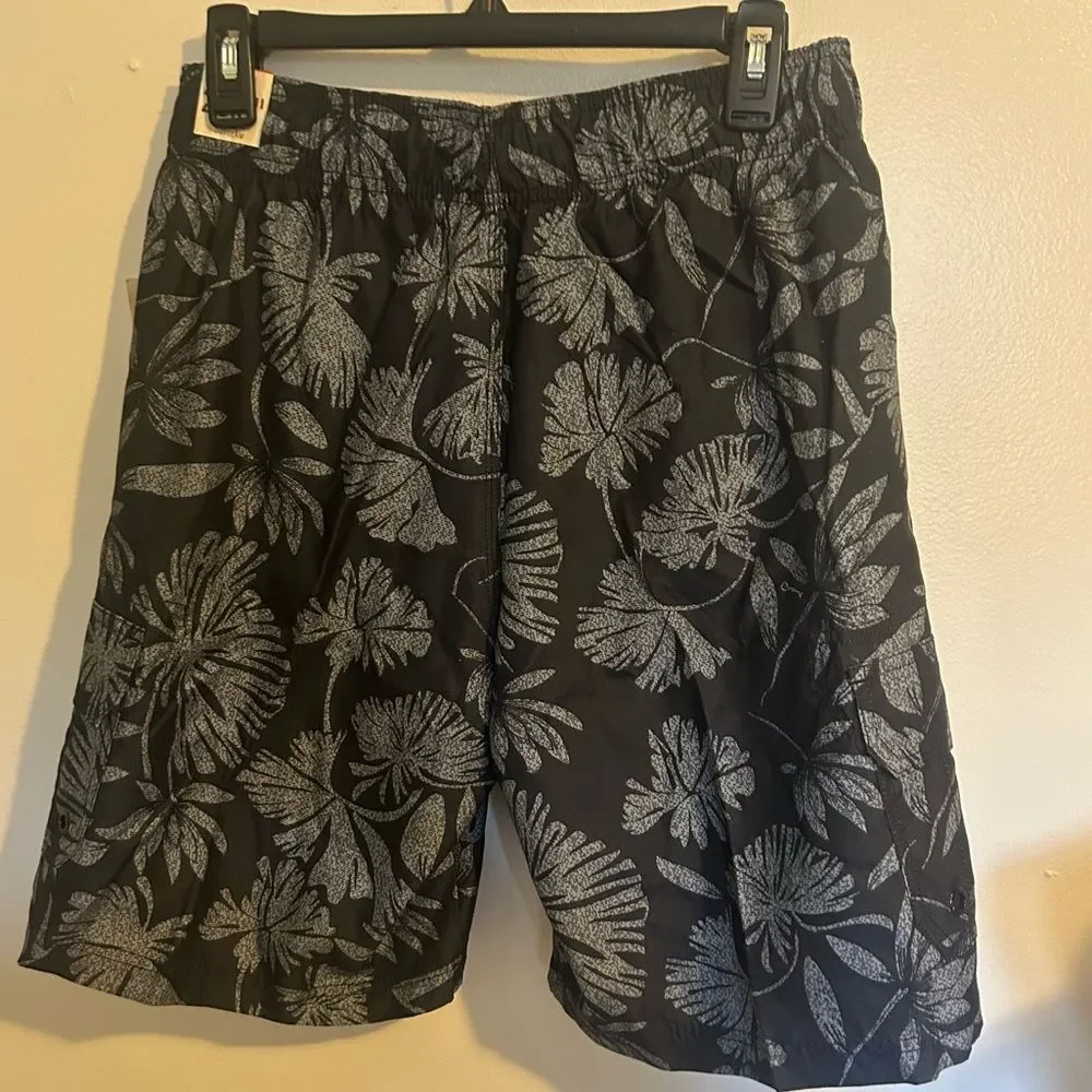 NWT OP Mens Shorts Island Basic Swim Trunks Black Gray Mesh Lining Small - Picture 4 of 5